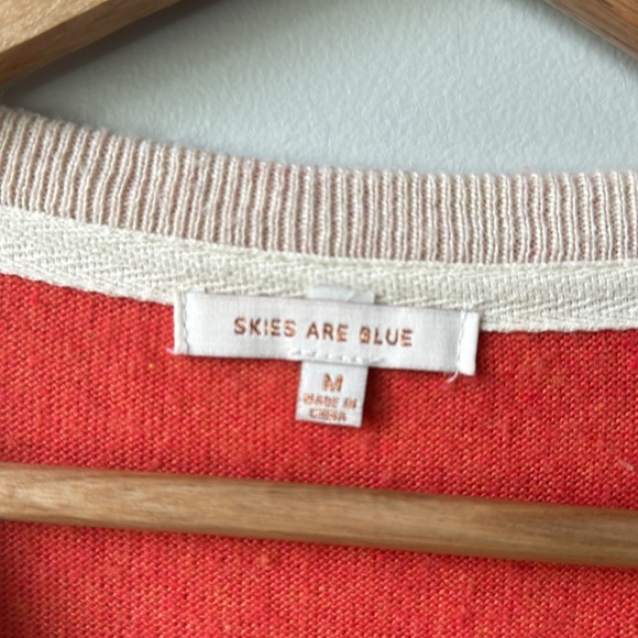 Skies Are Blue color block wool blend lightweight sweater M - Picture 5 of 8